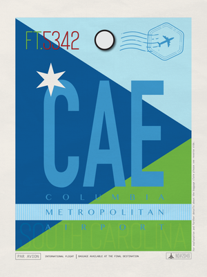Columbia, South Carolina USA - CAE Airport Code Poster