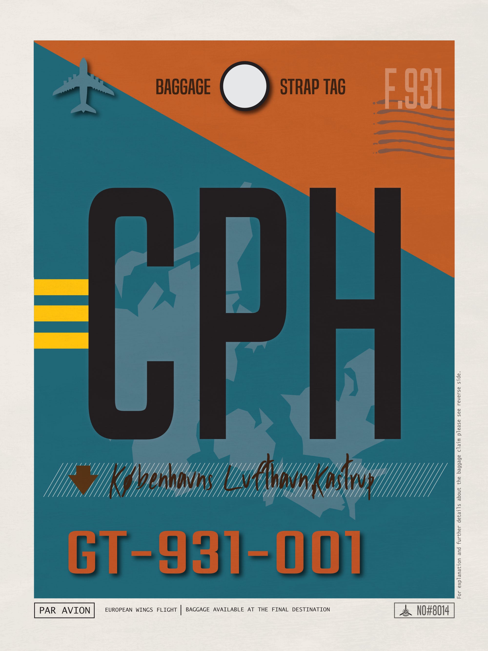 Copenhagen, Denmark - CPH Airport Code Poster