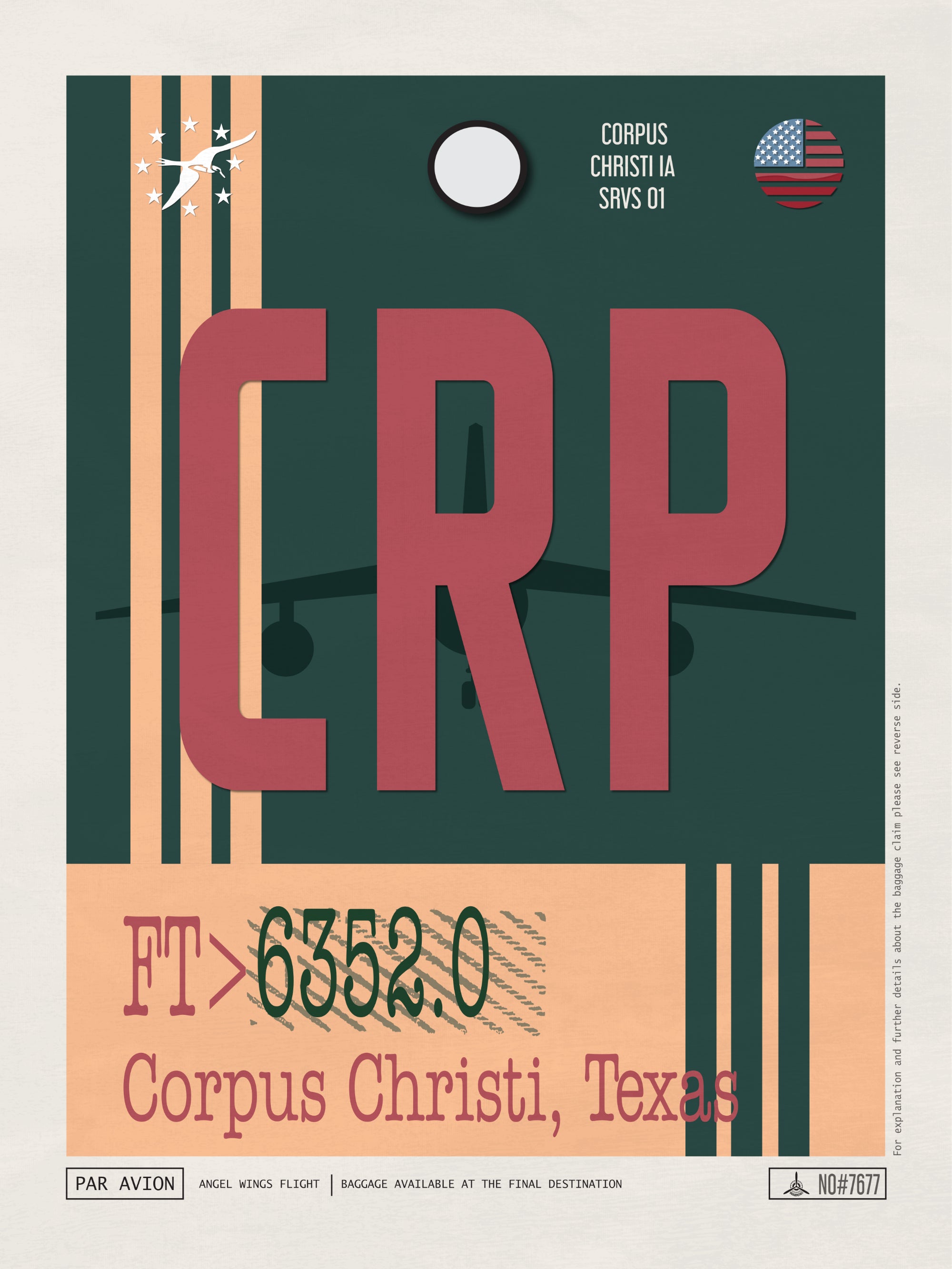 Corpus Christi, Texas USA - CRP Airport Code Poster