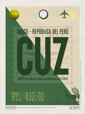 Cusco, Peru - CUZ Airport Code Poster