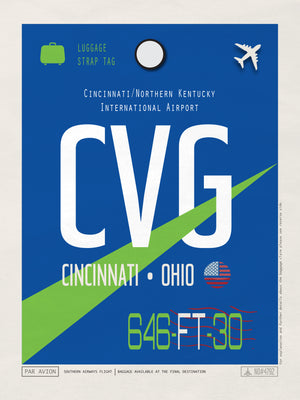 Cincinnati, Ohio, USA - CVG Airport Code Poster