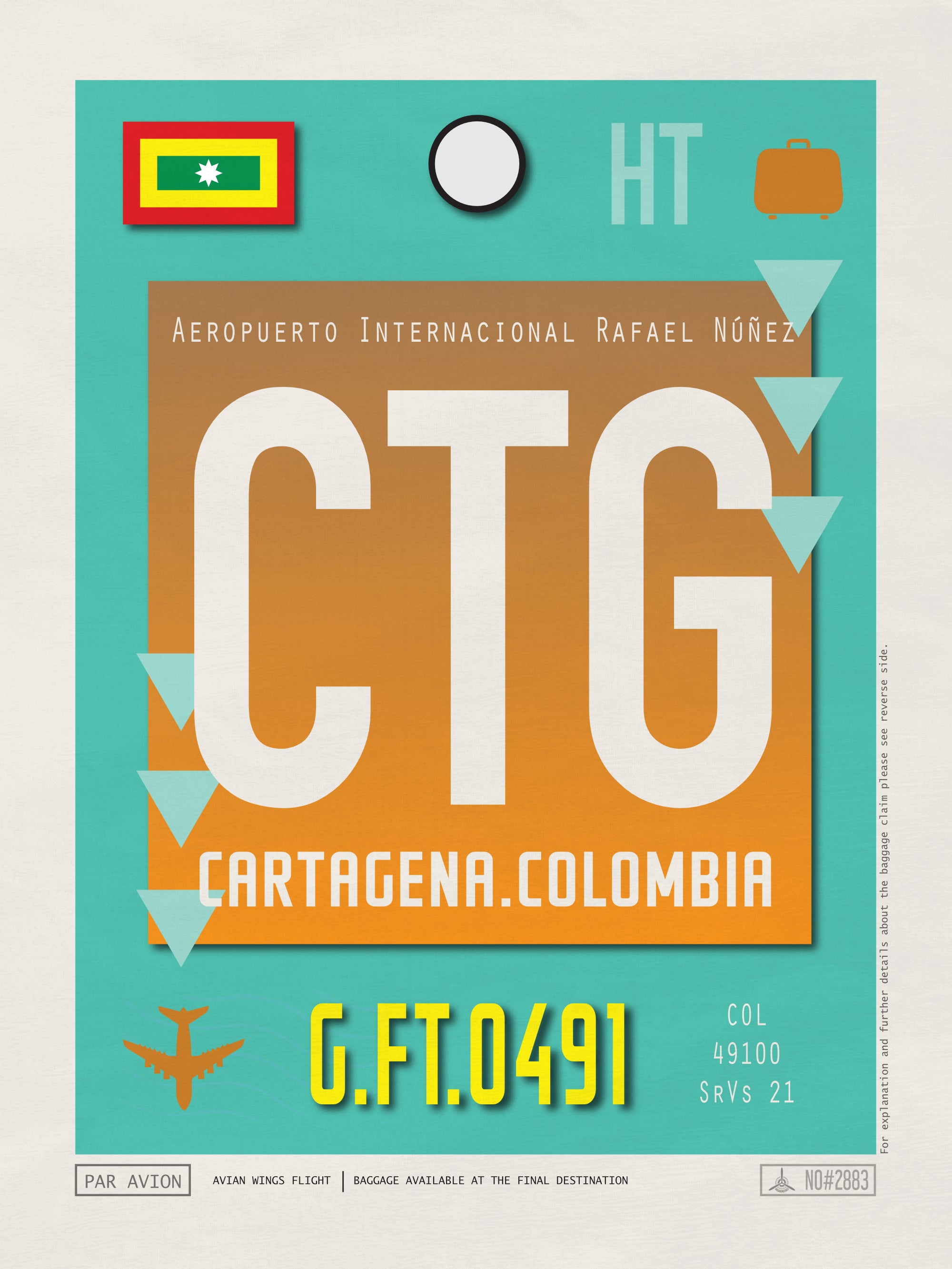 Cartagena, Colombia - CTG Airport Code Poster