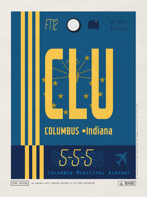 Columbus, Indiana USA - CLU Airport Code Poster
