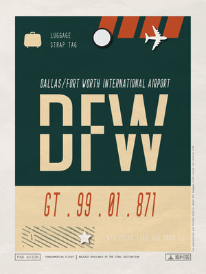 Dallas, Texas USA - DFW Airport Code Poster