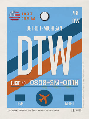 Detroit, Michigan USA - DTW Airport Code Poster