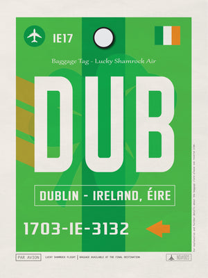 Dublin, Ireland - DUB Airport Code Poster