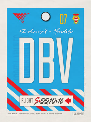 Dubrovink, Croatia - DBV Airport Code Poster