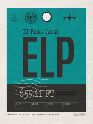 El Paso, Texas, USA - ELP Airport Code Poster