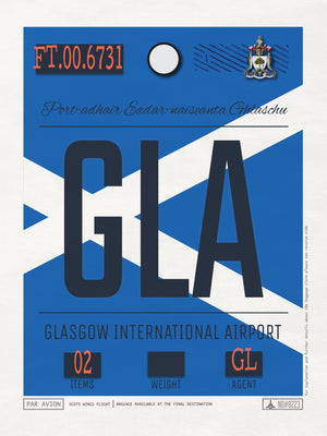 Glasgow, Scotland UK - GLA Airport Code Poster