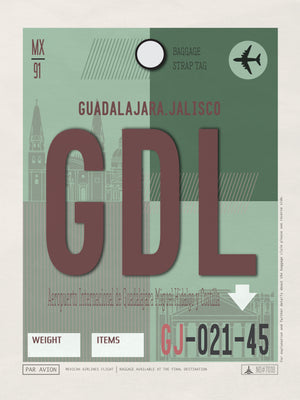 Guadalajara, Mexico - GDL Airport Code Poster