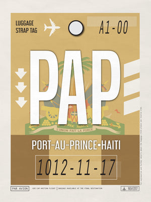 Porte Au Prince, Haiti - PAP Airport Code Poster