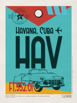 Havana, Cuba - HAV Airport Code Poster