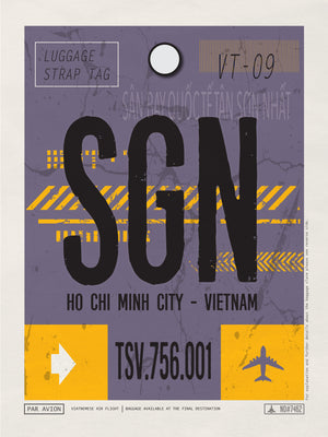 Ho Chi Minh, Vietnam - SGN Airport Code Poster