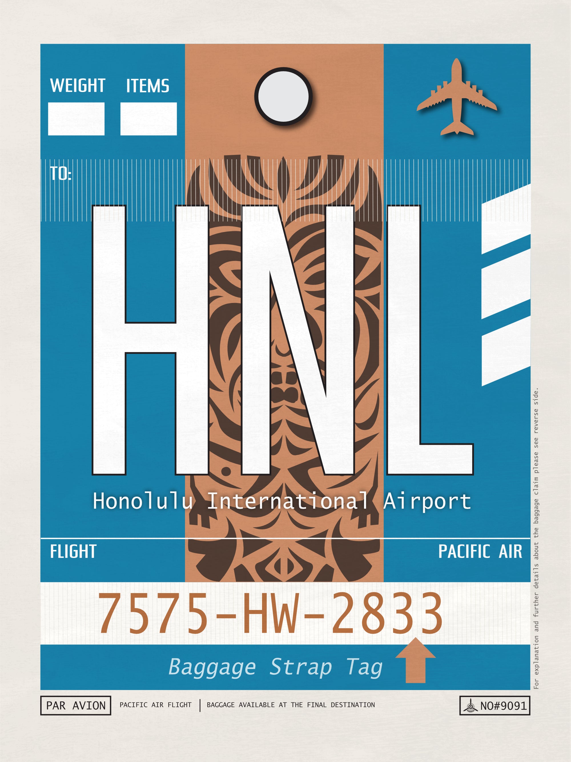 Honolulu, Hawaii - HNL Airport Code Poster