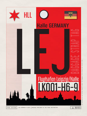 Halle, Germany - LEJ Airport Code Poster
