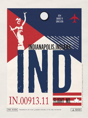 Indianapolis, Indiana - IND Airport Code Poster