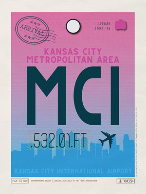 Kansas City, Kansas, USA - MCI Airport Code Poster
