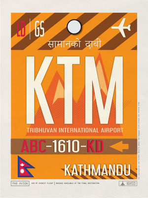 Kathmandu, Nepal - KTM Airport Code Poster