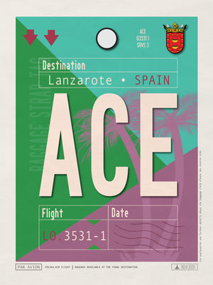 Lanzarote, Spain - ACE Airport Code Poster