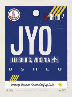 Leesburg, Virginia USA - JYO Airport Code Poster