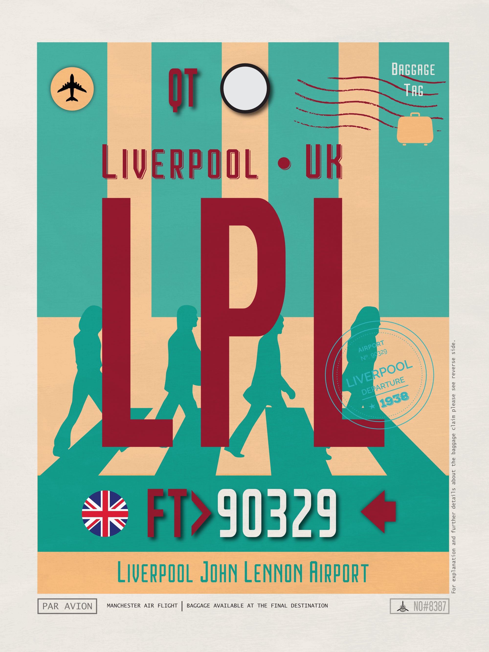 Liverpool, United Kingdom - LPL Airport Code Poster
