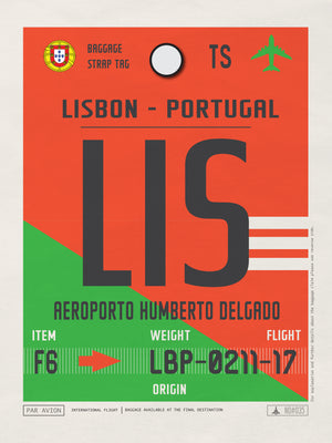 Lisbon, Portugal - LIS Airport Code Poster