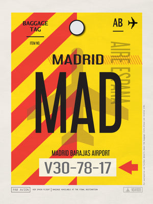 Madrid, Spain - MAD Airport Code Poster