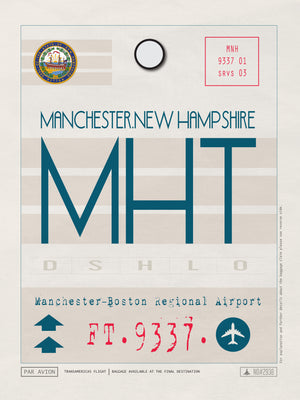 Manchester, New Hampshire USA - MHT Airport Code Poster