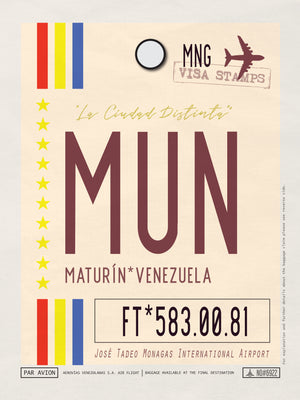 Maturin, Venezuela - MUN Airport Code Poster