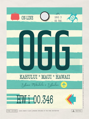 Kahului Maui, Hawaii - OGG Airport Code Poster
