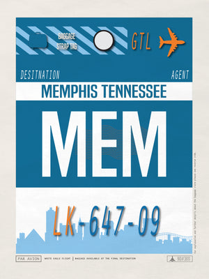 Memphis, Tennessee USA - MEM Airport Code Poster