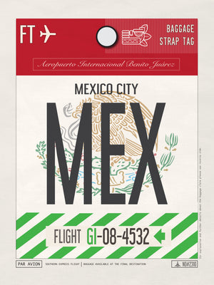Mexico City, Mexico - MEX Airport Code Poster