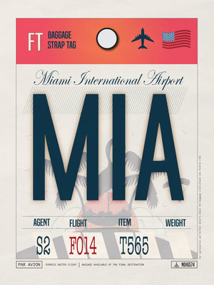 Miami, Florida USA - MIA Airport Code Poster
