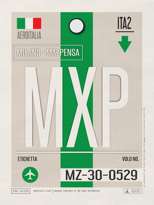 Milano, Italy - MXP Airport Code Poster