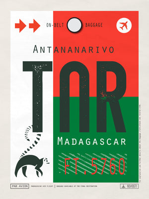 Antananarivo, Madagascar - TNR Airport Code Poster