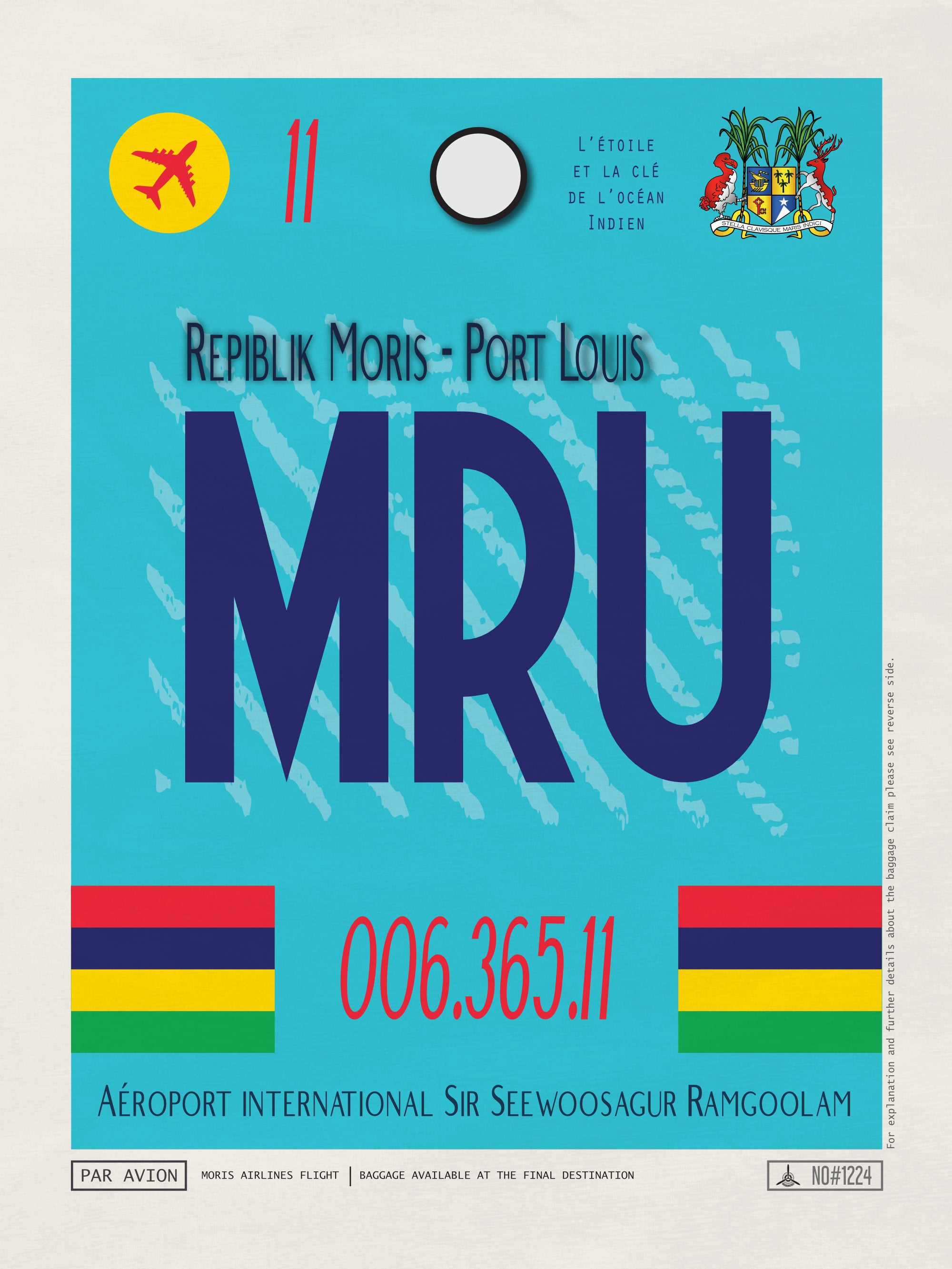 Port Louis, Mauritius - MRU Airport Code Poster