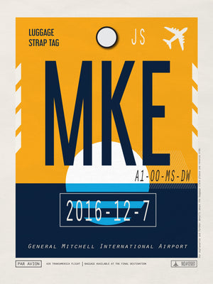 Milwaukee, Wisconsin - MKE Airport Code Poster