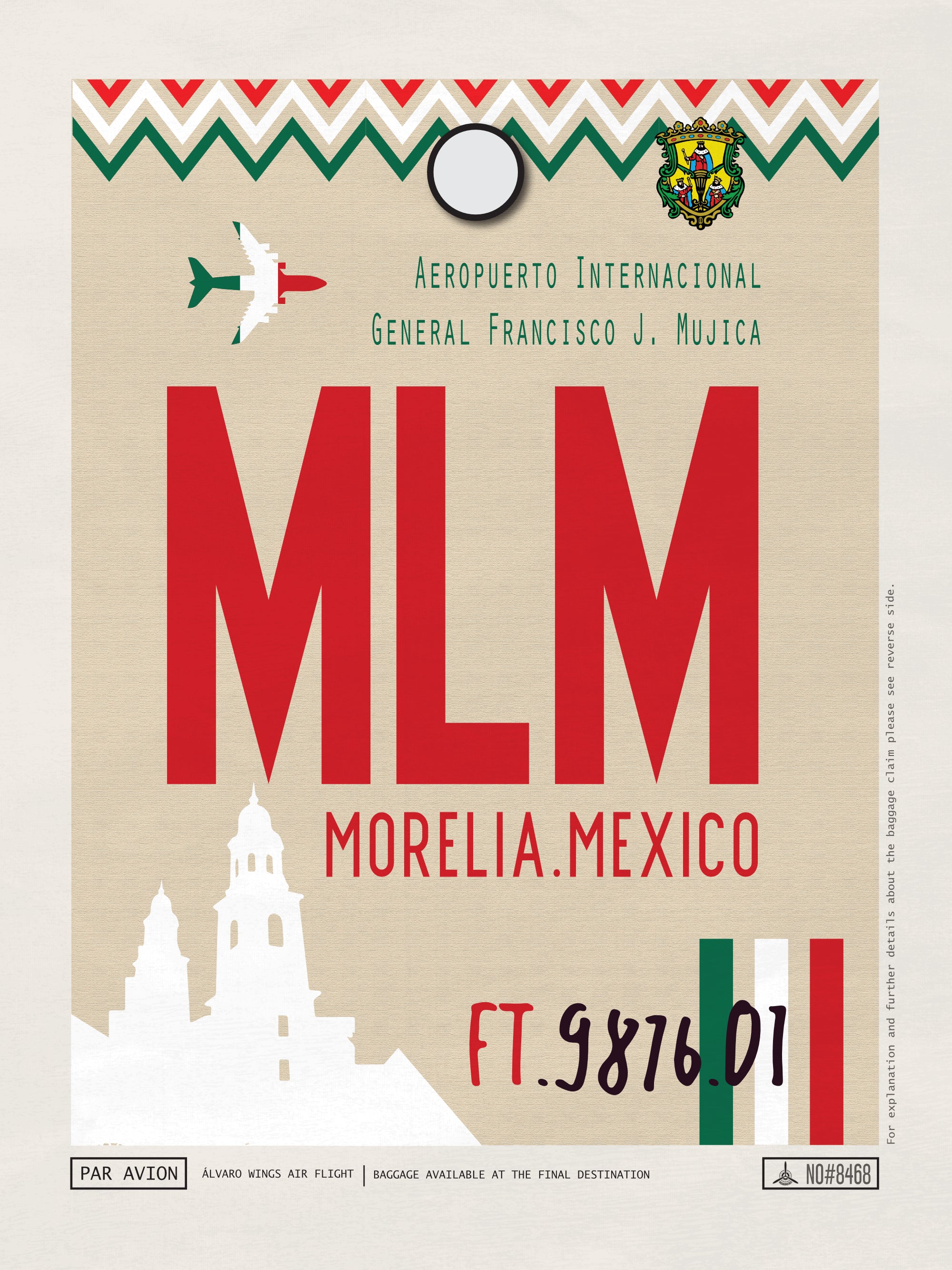 Morelia, Mexico - MLM Airport Code Poster