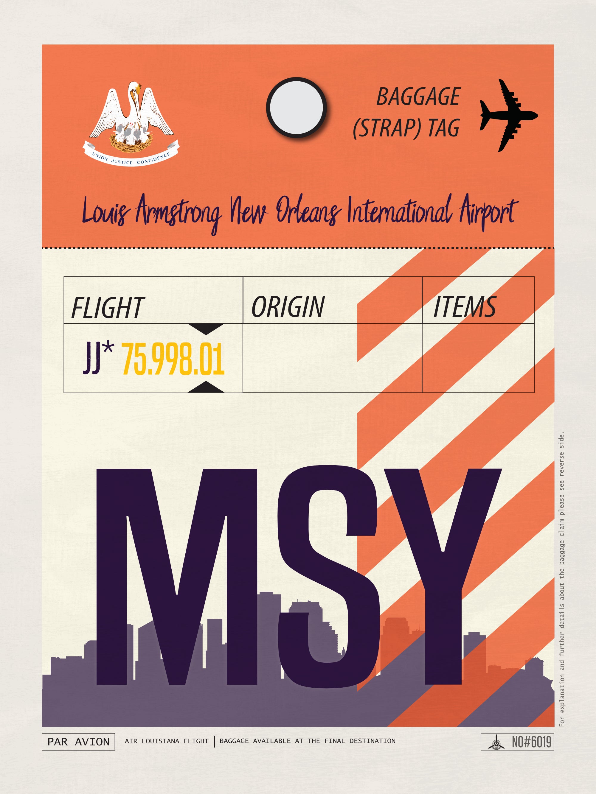 New Orleans, Louisiana USA - MSY Airport Code Poster