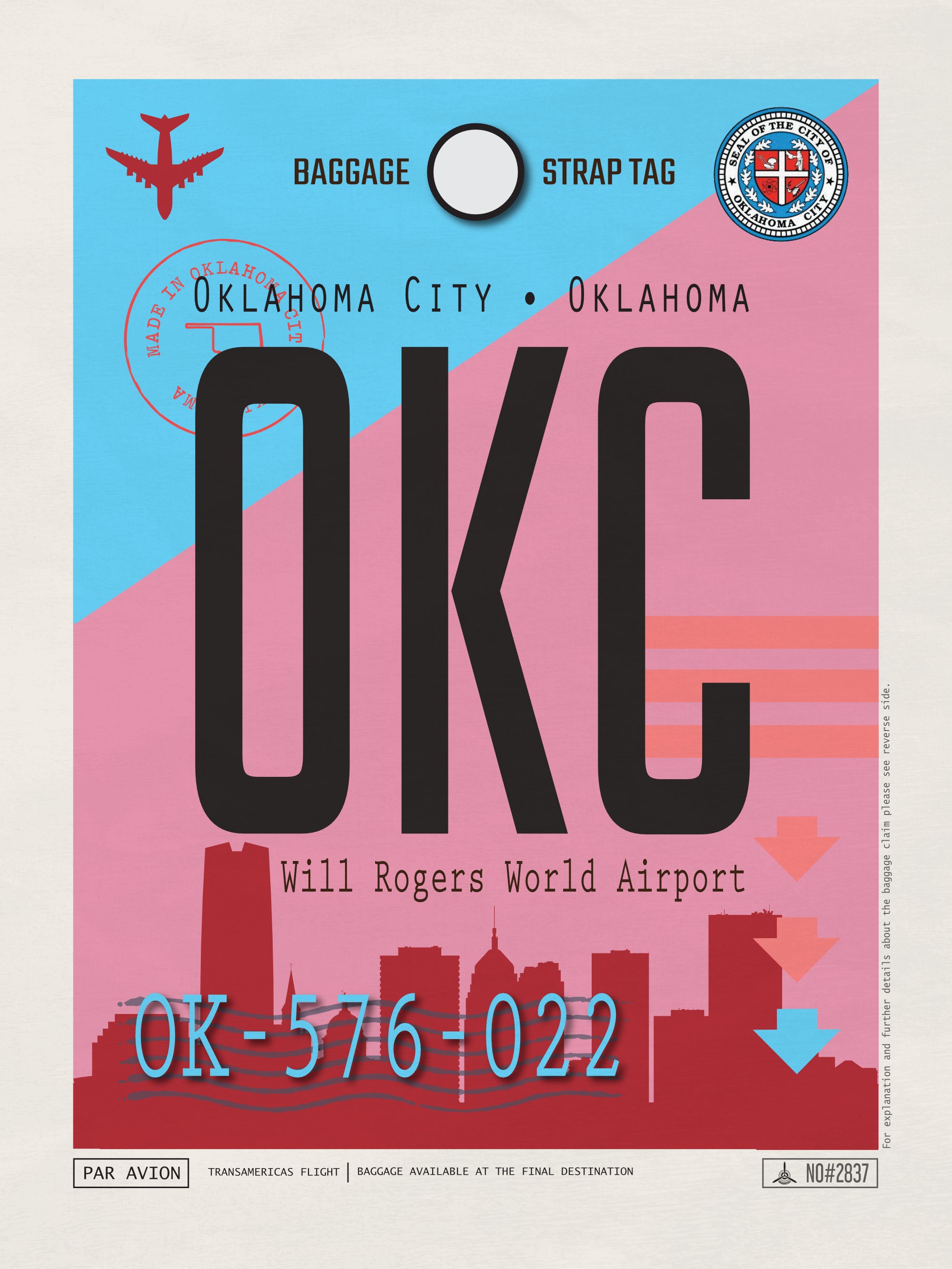 Oklahoma City, Oklahoma USA - OKC Airport Code Poster