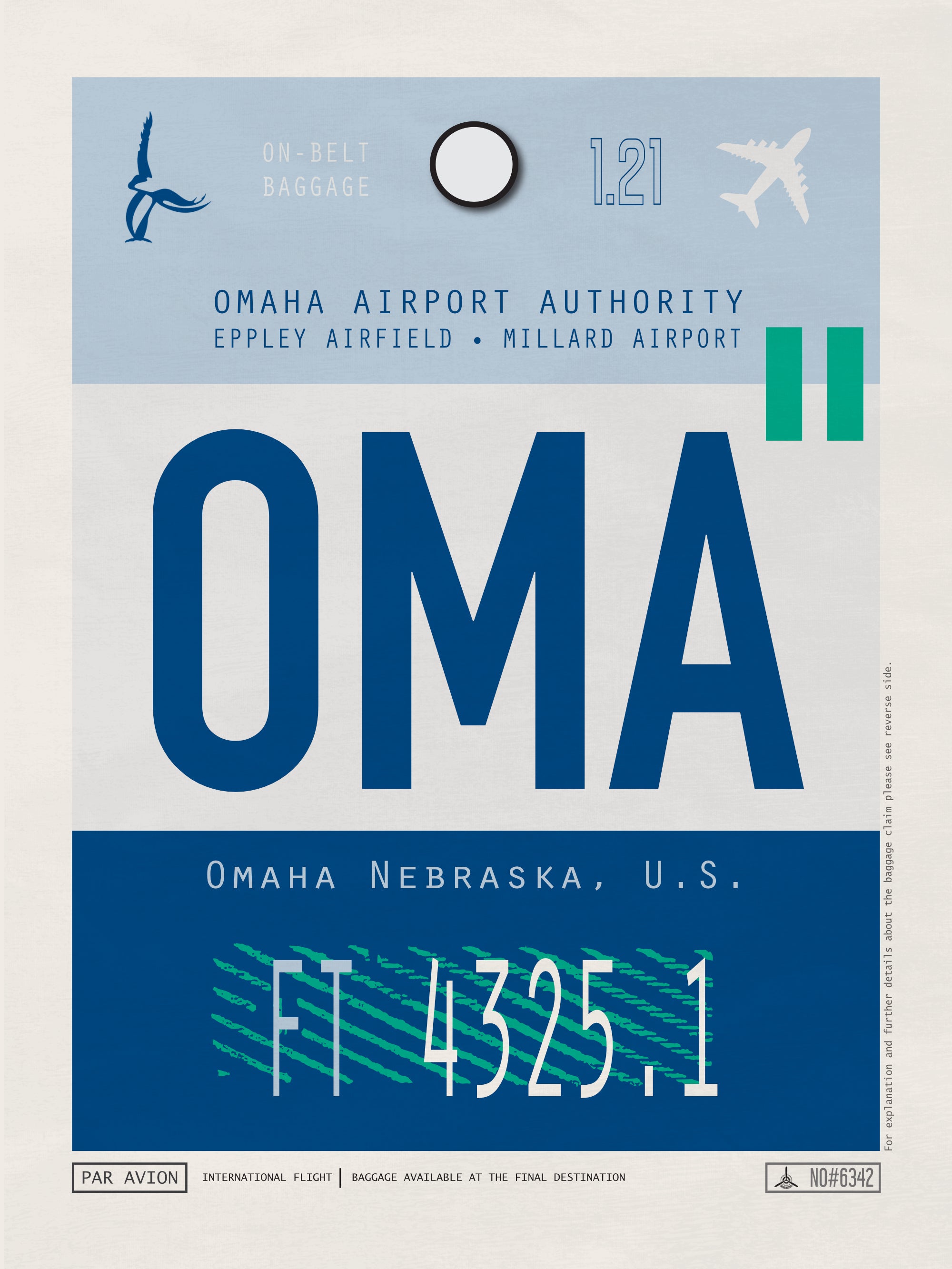 Omaha, Nebraska USA - OMA Airport Code Poster