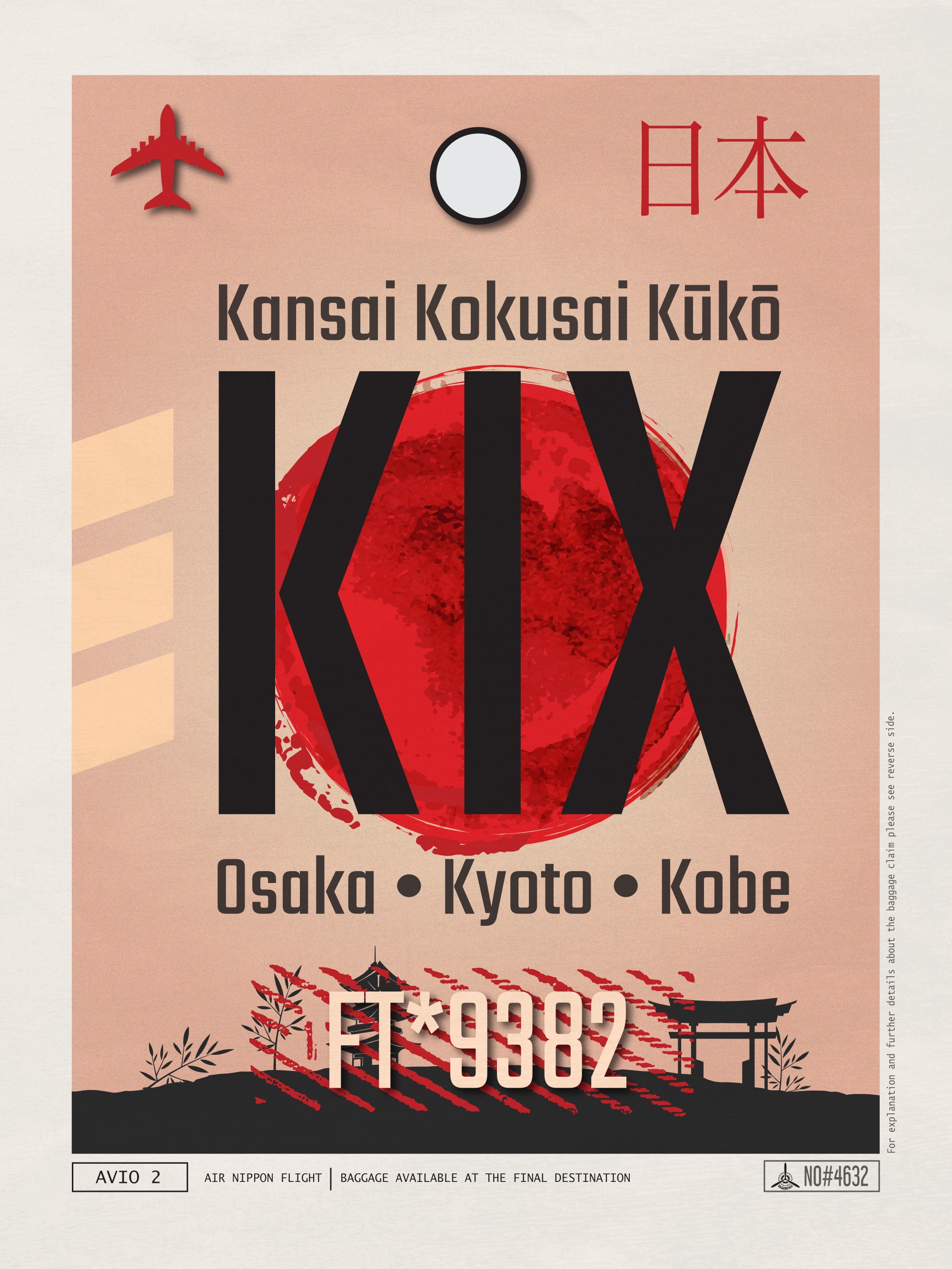 Osaka, Japan - KIX Airport Code Poster