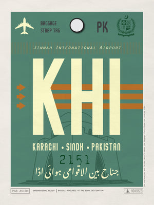 Karachi, Pakistan - KHI Airport Code Poster