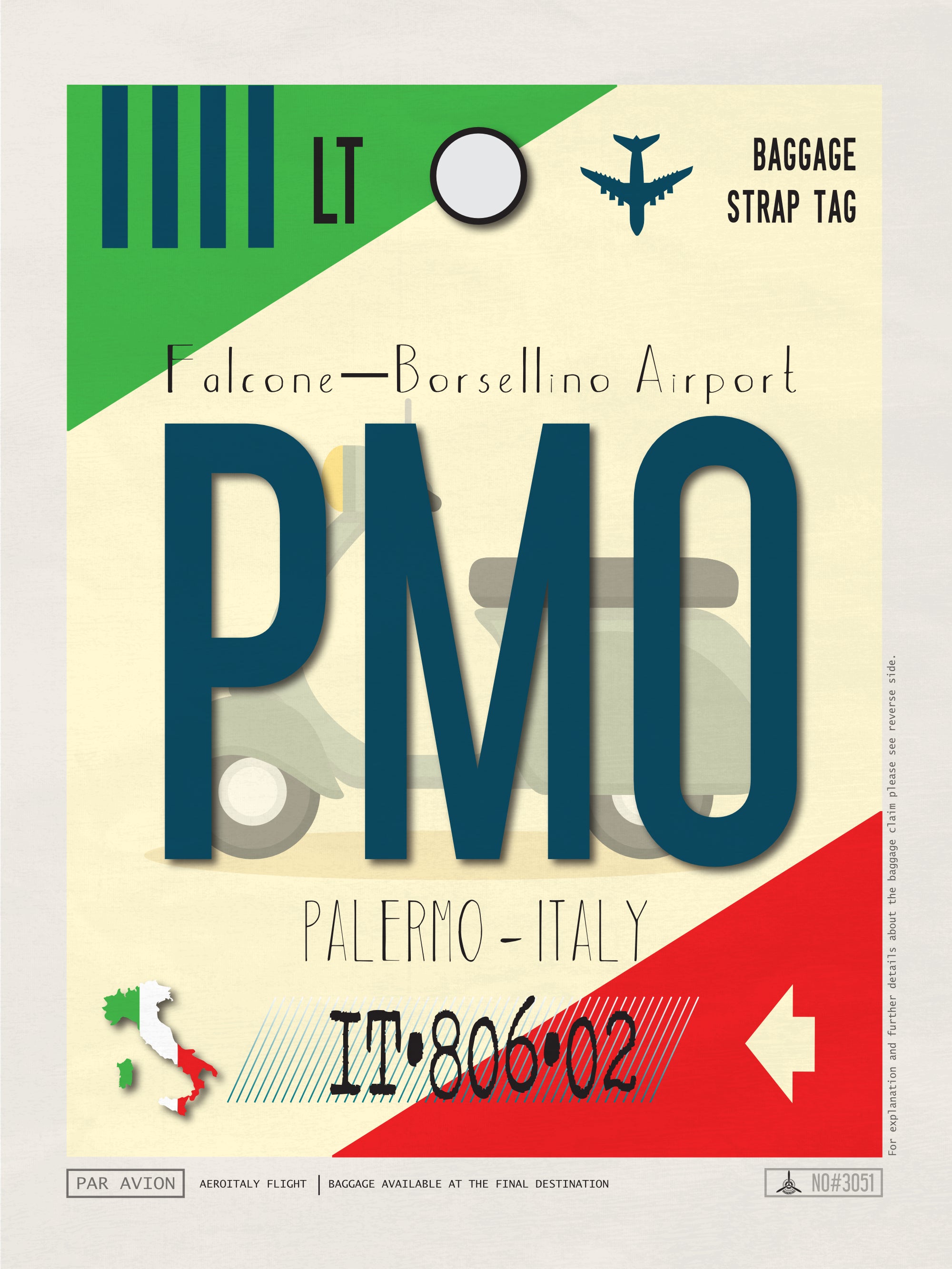 Palermo, Italy - PMO Airport Code Poster
