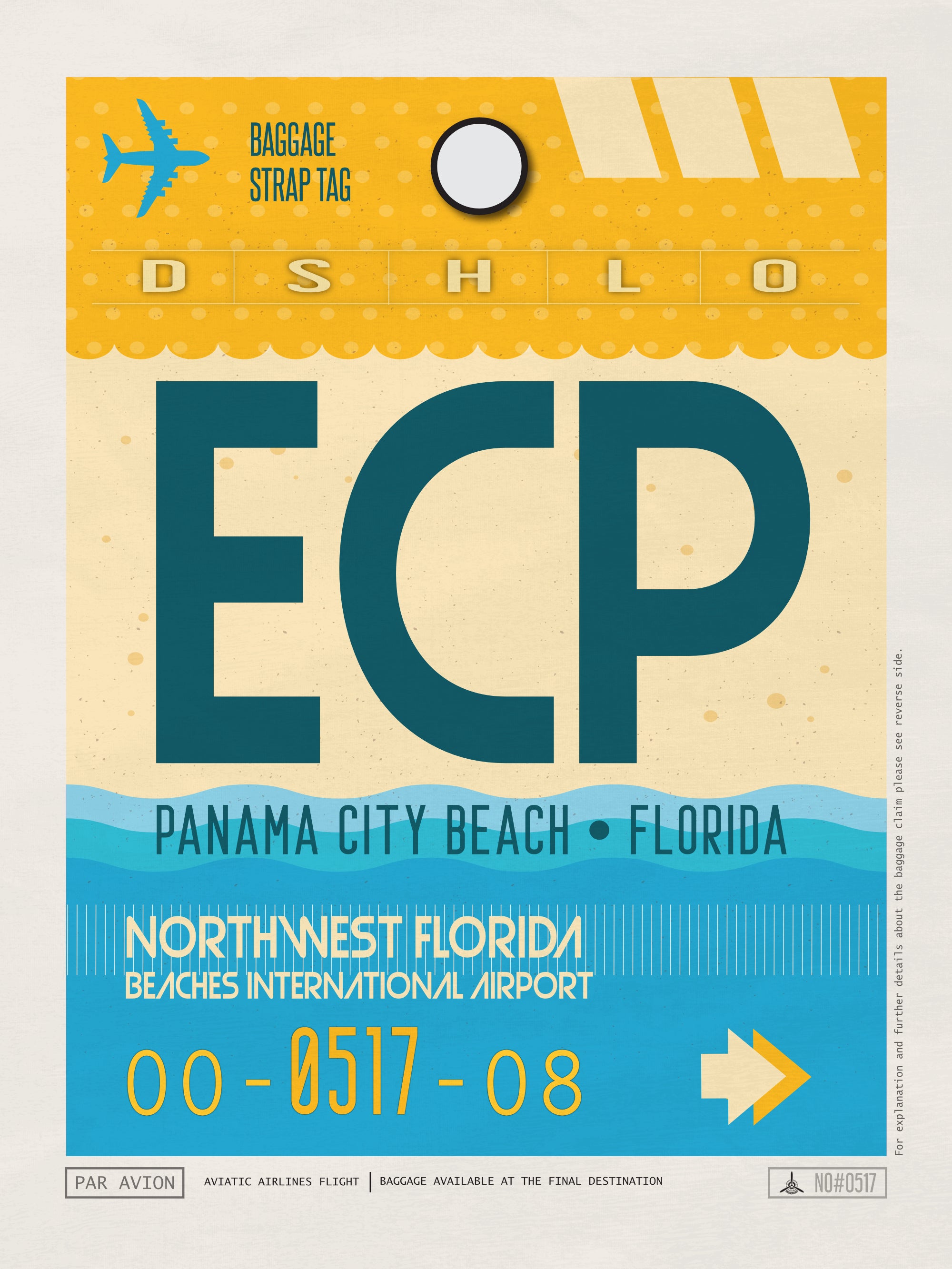 Panama City Beach, Florida USA - ECP Airport Code Poster