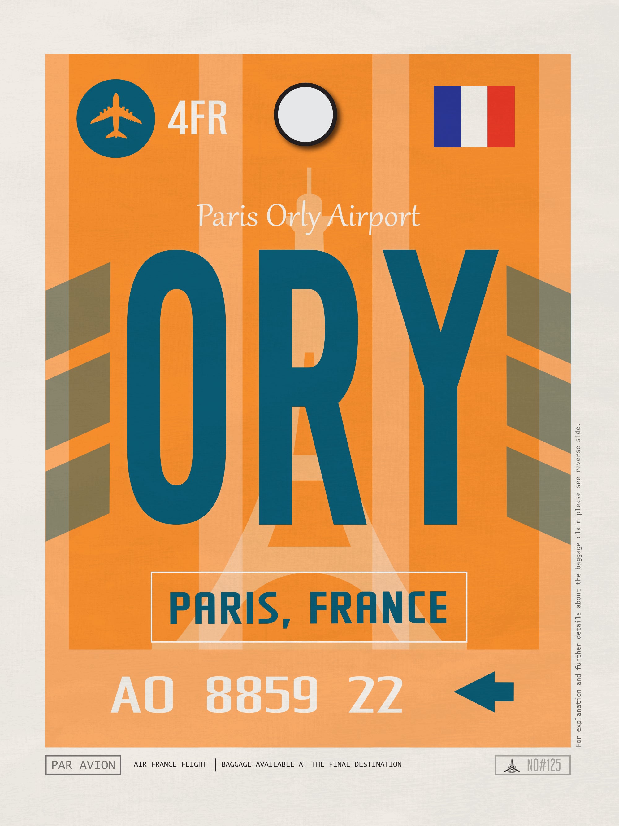 Paris, France - ORY Airport Code Poster
