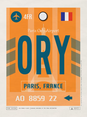 Paris, France - ORY Airport Code Poster