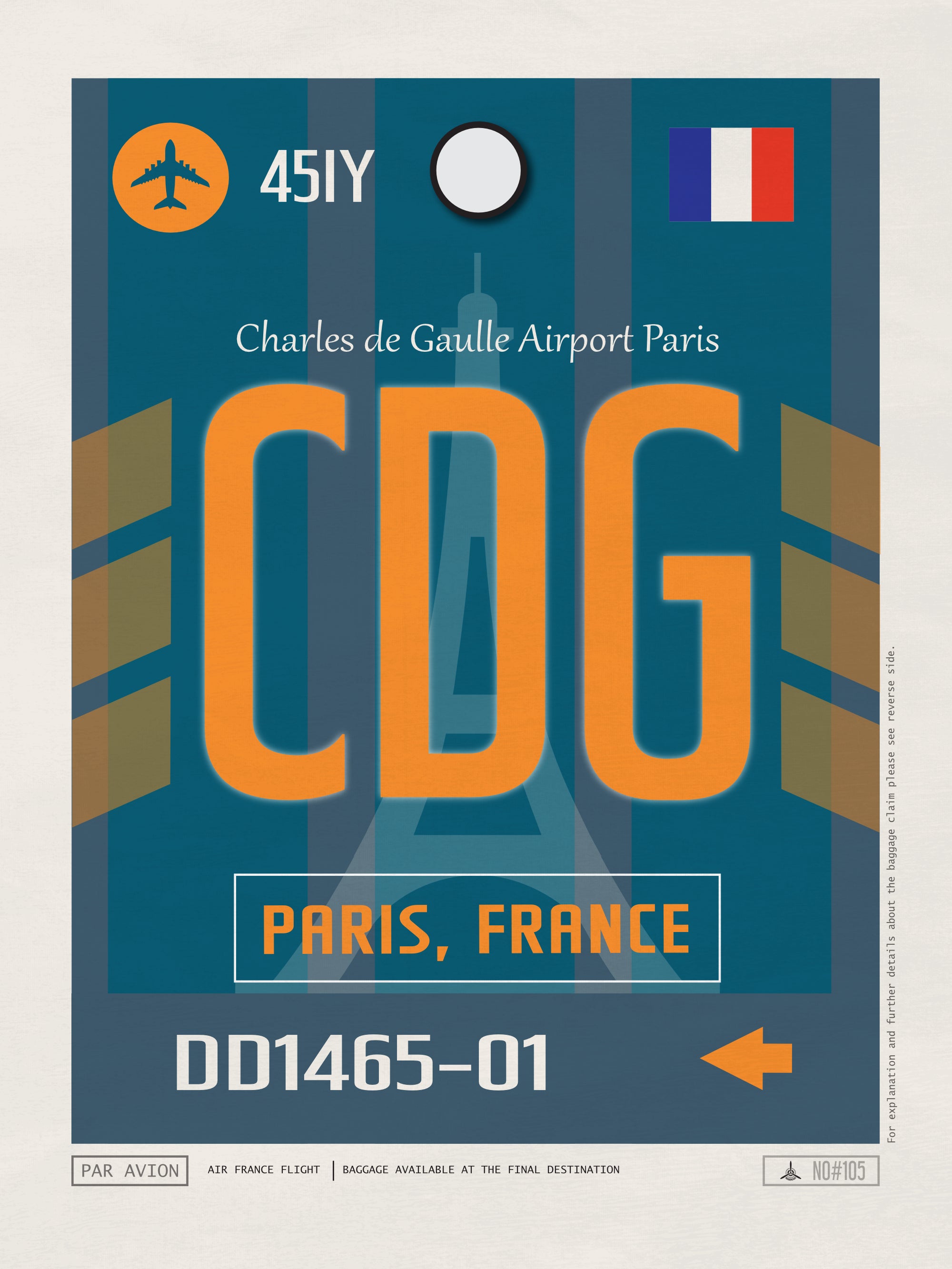 Paris, France - CDG Airport Code Poster