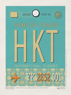 Phuket, Thailand - HKT Airport Code Poster