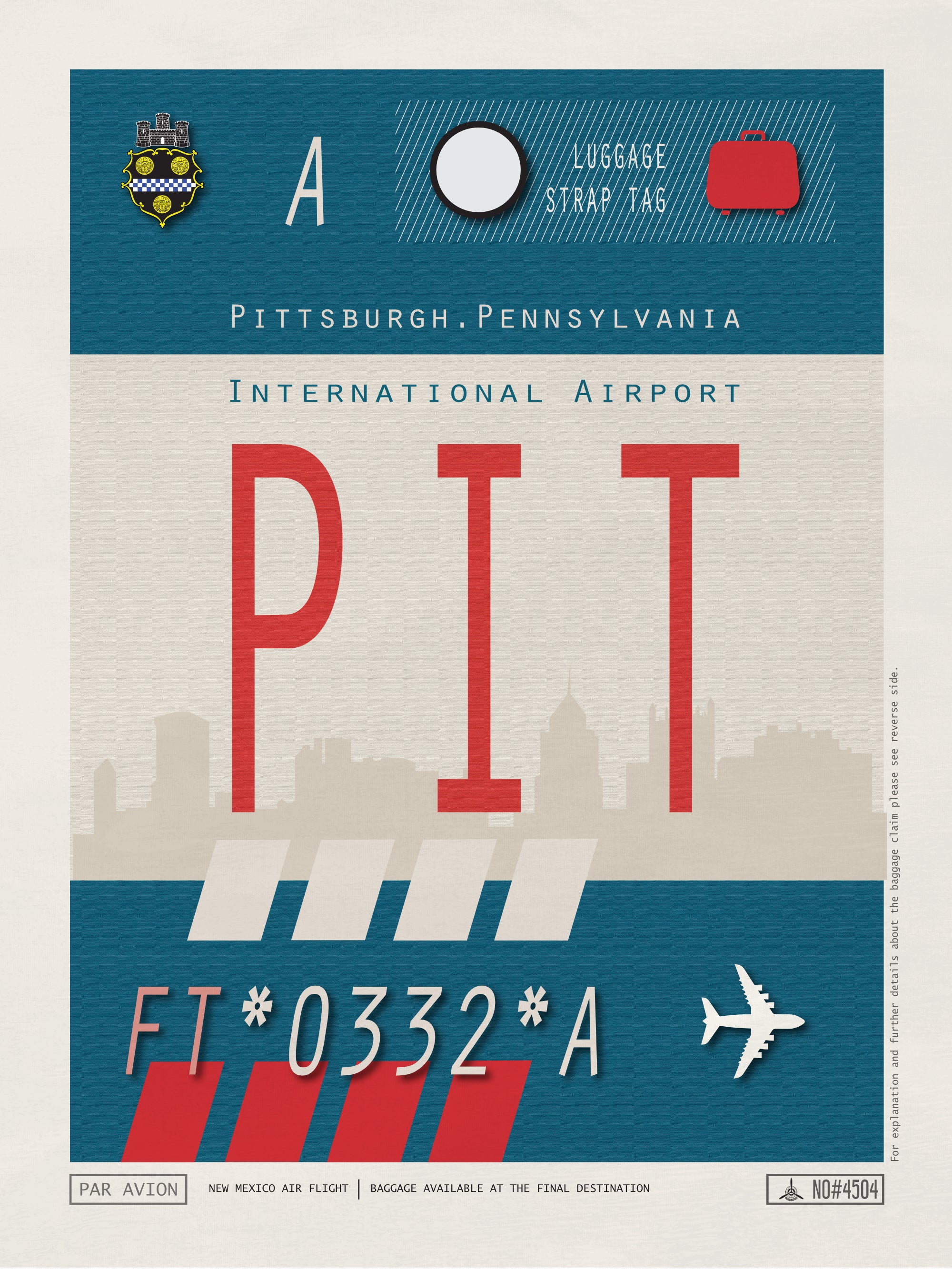 Pittsburgh, Pennsylvania USA - PIT Airport Code Poster